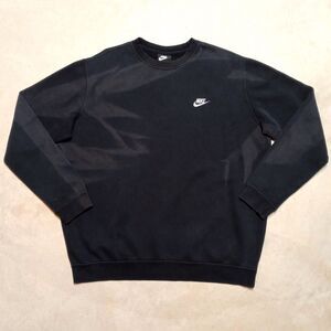 Nike Black Y2K Faded Distressed Swoosh Check Crewneck Sweatshirt - Size XL